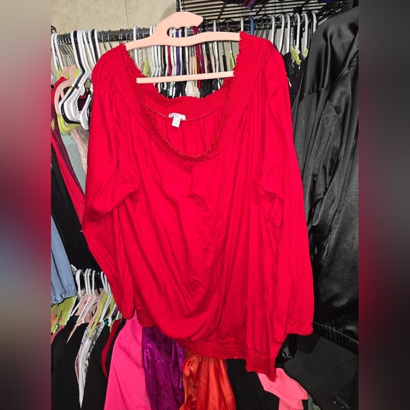 💋5/20 Old navy red off shoulder top xxl fits 2x - Picture 1 of 3